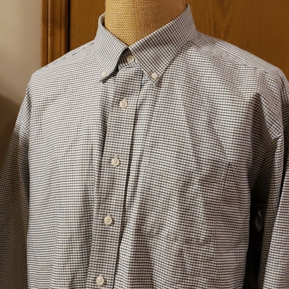L.L.Bean green white blue checked heavy shirt - Picture 1 of 5